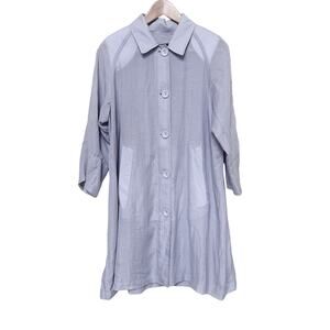 Street Lightweight Duster Sheer Coat Womens sz M Gray Event Summer Lagenlook